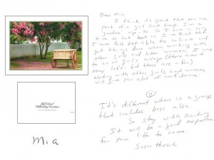 Dear Mia,    I think it's great that you are part of a Girl Scout troop. I'm a "grandma" - age 70 so I have a long time to look back on. I've found that I have felt best able to achieve and get things done when working with other girls and later women. I went to an all girls' college (there aren't many left - but there are a few). Working with other girls and women will give you a lot of confidence. It's different when in a group that includes boys also. So stay with Scouting. It will be a good experience for your life to come. --- Susan Hirsch